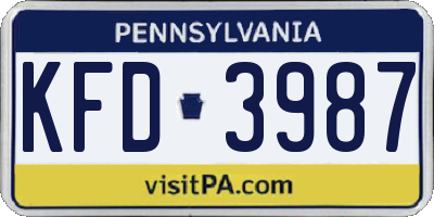 PA license plate KFD3987