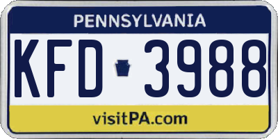 PA license plate KFD3988
