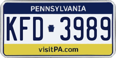 PA license plate KFD3989