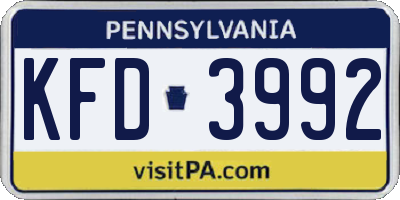 PA license plate KFD3992