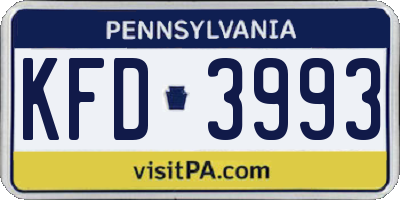 PA license plate KFD3993