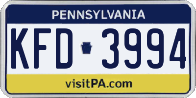 PA license plate KFD3994