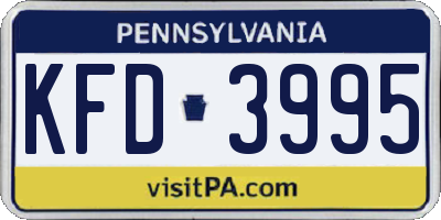 PA license plate KFD3995