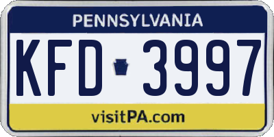 PA license plate KFD3997