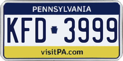 PA license plate KFD3999