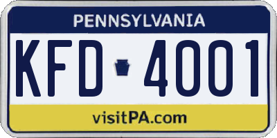 PA license plate KFD4001
