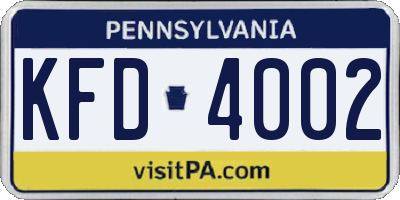 PA license plate KFD4002