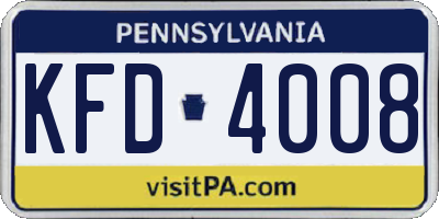 PA license plate KFD4008