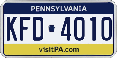 PA license plate KFD4010