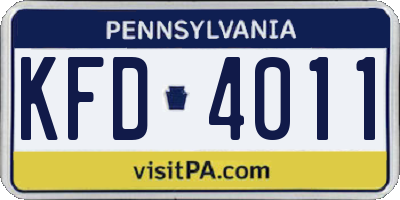 PA license plate KFD4011