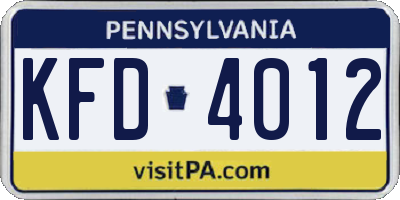 PA license plate KFD4012
