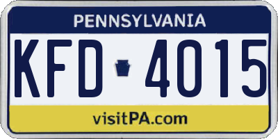 PA license plate KFD4015