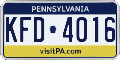PA license plate KFD4016