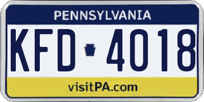 PA license plate KFD4018