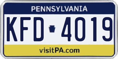 PA license plate KFD4019