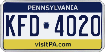 PA license plate KFD4020