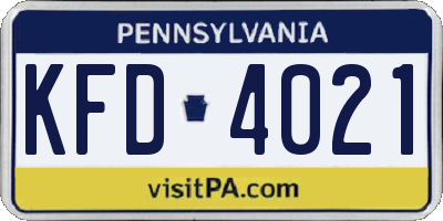 PA license plate KFD4021