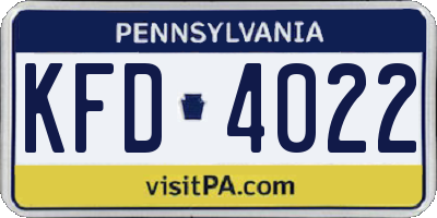 PA license plate KFD4022
