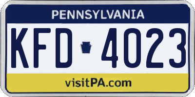 PA license plate KFD4023