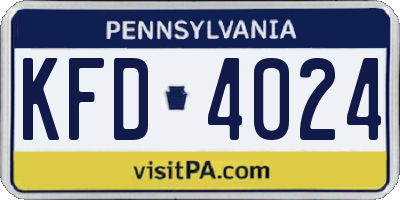 PA license plate KFD4024