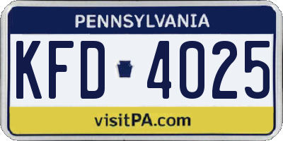 PA license plate KFD4025