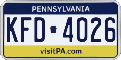 PA license plate KFD4026