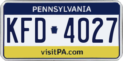 PA license plate KFD4027