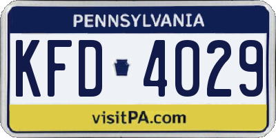 PA license plate KFD4029