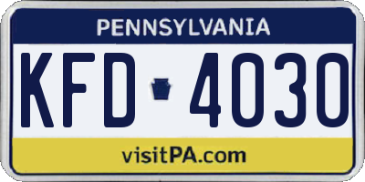 PA license plate KFD4030