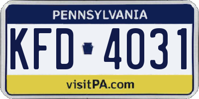 PA license plate KFD4031