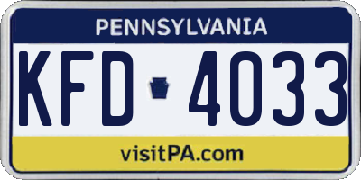 PA license plate KFD4033