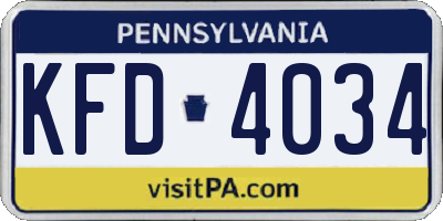 PA license plate KFD4034