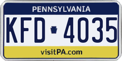 PA license plate KFD4035