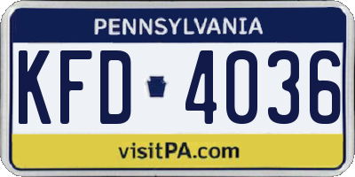 PA license plate KFD4036