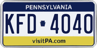 PA license plate KFD4040