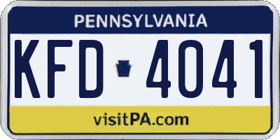 PA license plate KFD4041