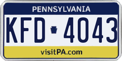 PA license plate KFD4043