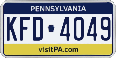 PA license plate KFD4049