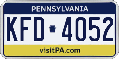 PA license plate KFD4052