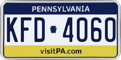 PA license plate KFD4060