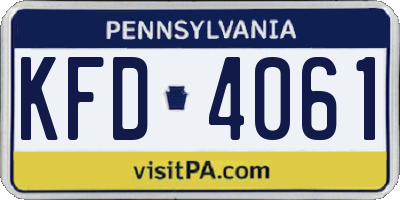 PA license plate KFD4061