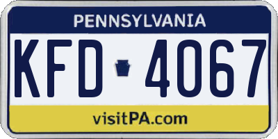 PA license plate KFD4067