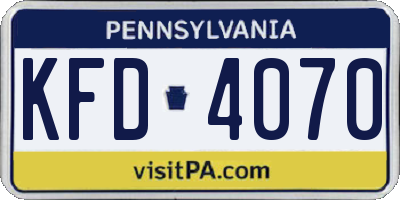 PA license plate KFD4070