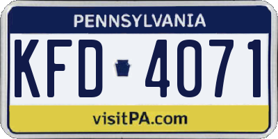 PA license plate KFD4071