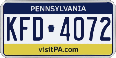 PA license plate KFD4072