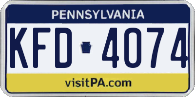 PA license plate KFD4074