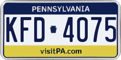 PA license plate KFD4075