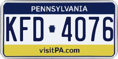 PA license plate KFD4076