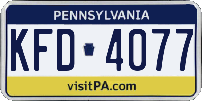 PA license plate KFD4077