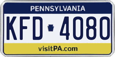 PA license plate KFD4080